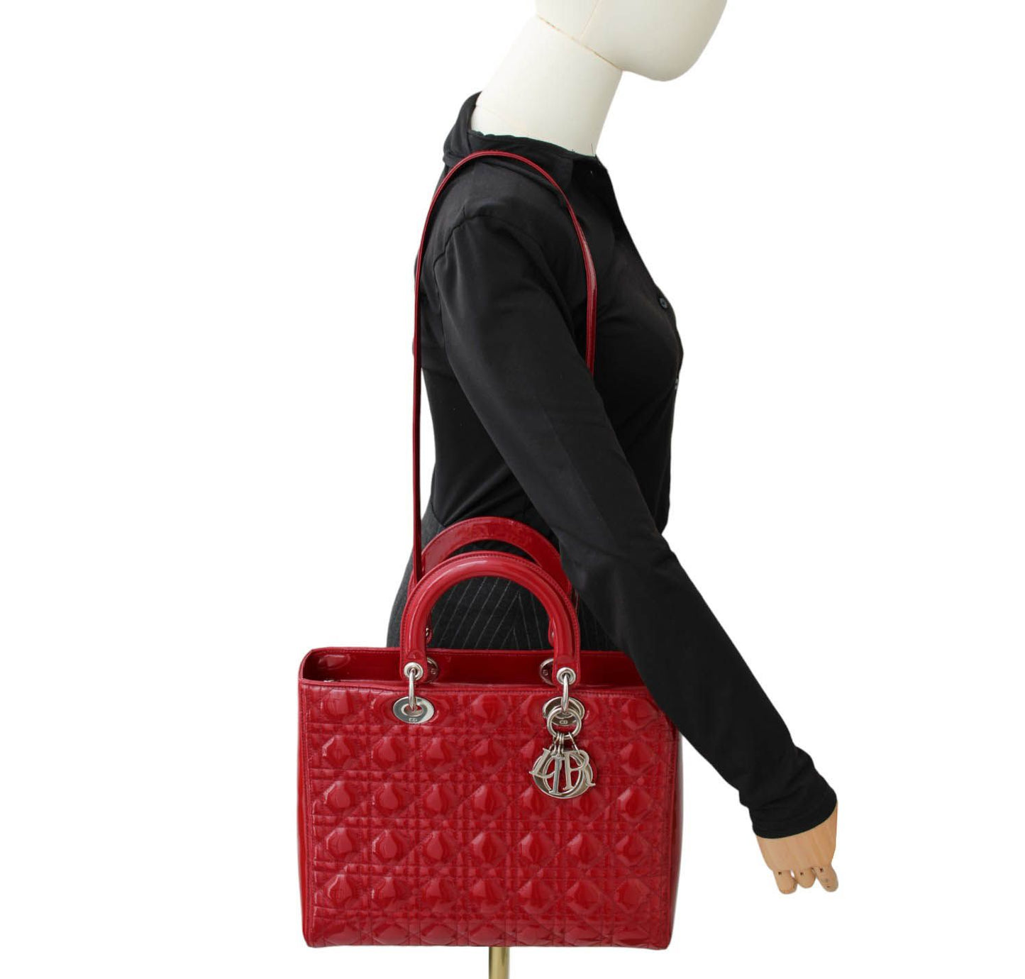 Lady Dior Red Patent Large