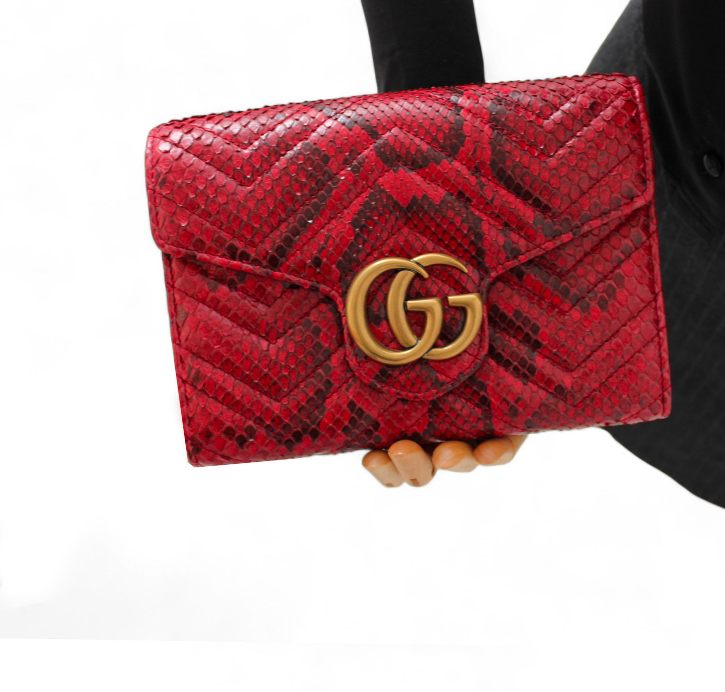 Mini borsa GG Marmont in Pitone
