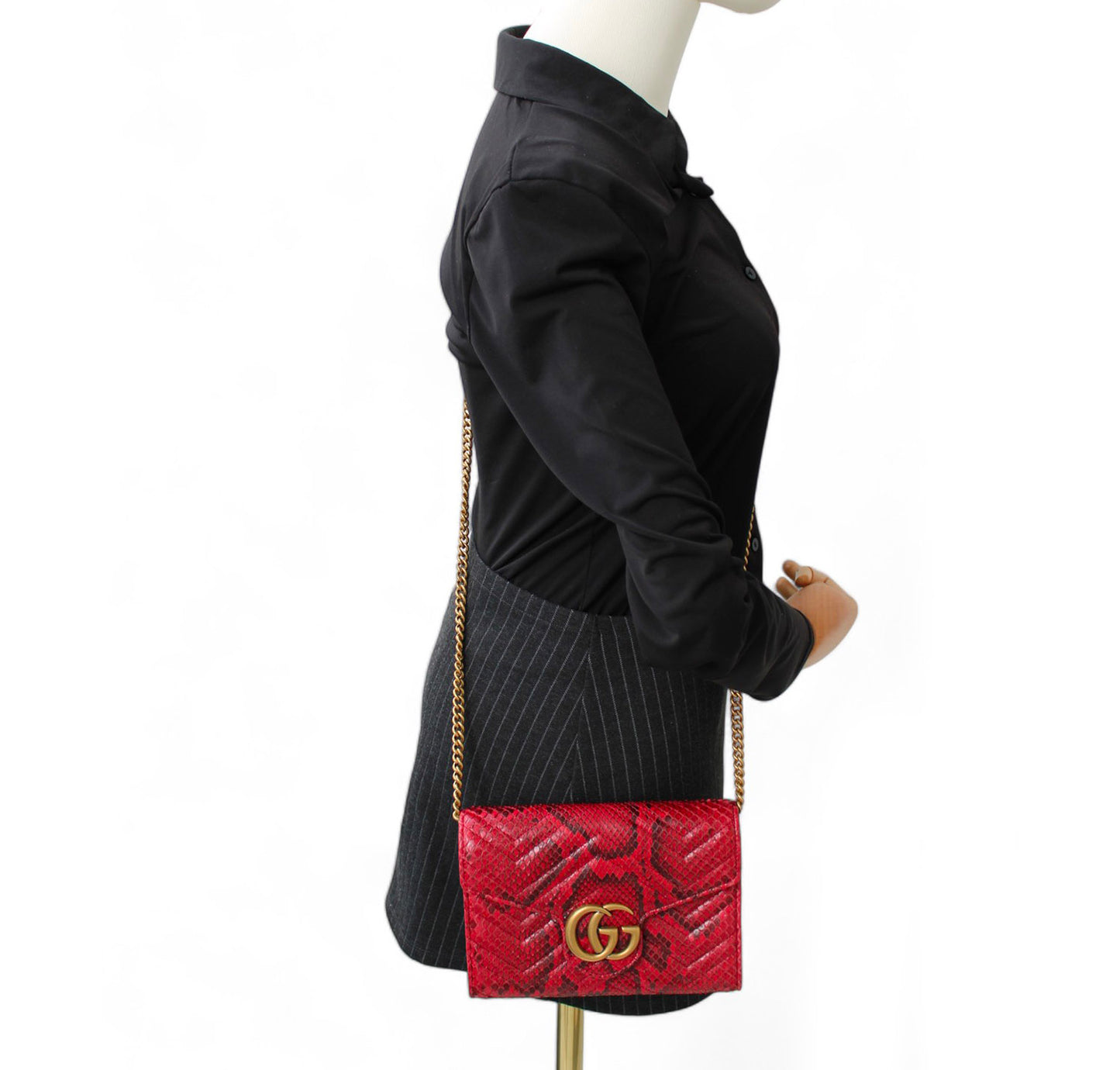 Mini borsa GG Marmont in Pitone