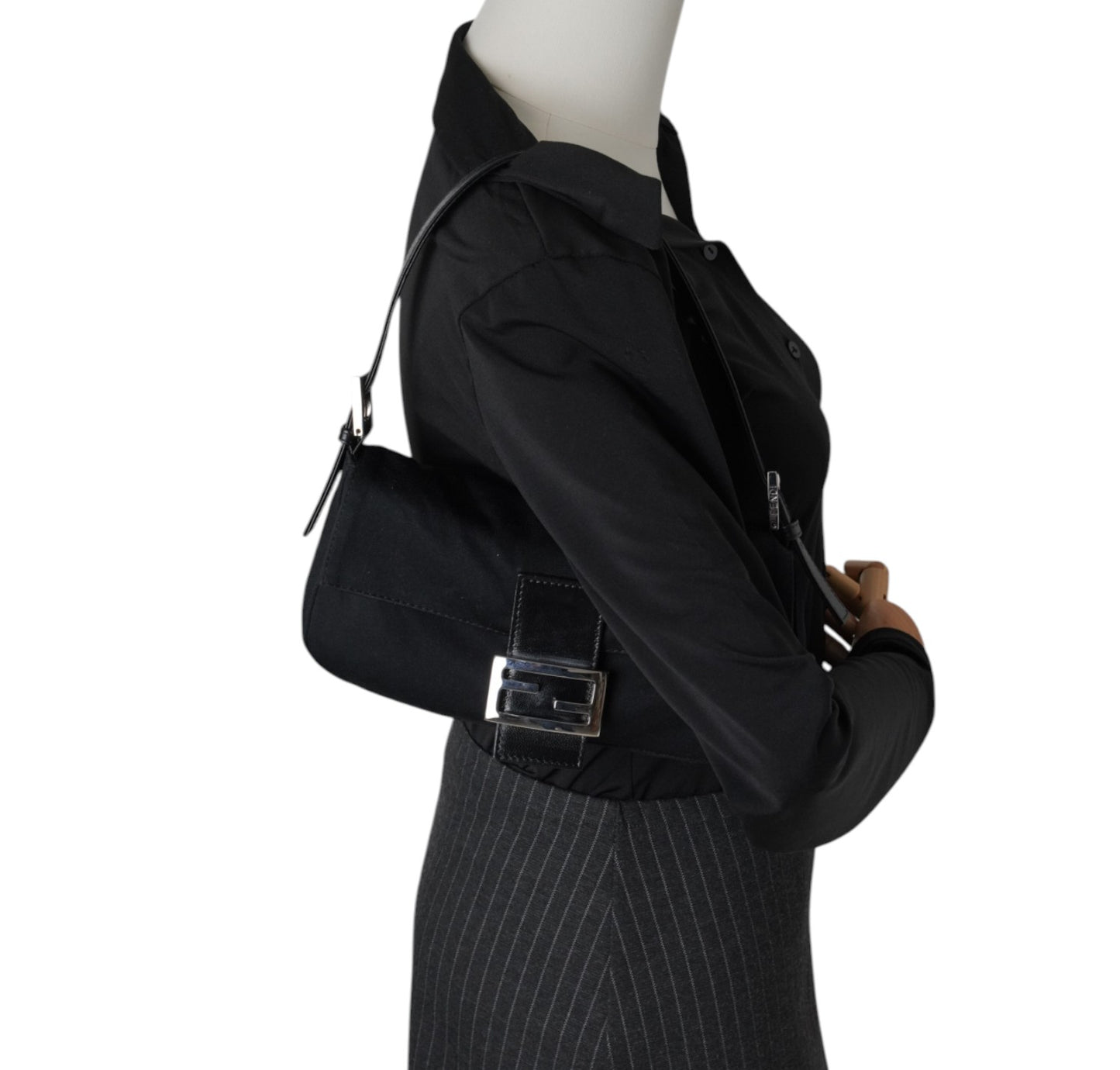 Black Nylon Baguette