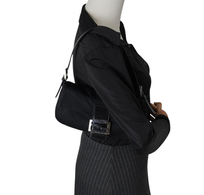 Black Nylon Baguette
