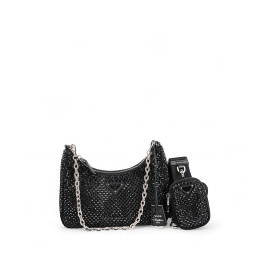 Mini Borsa Re-Edition 2005 In Raso Con Cristalli