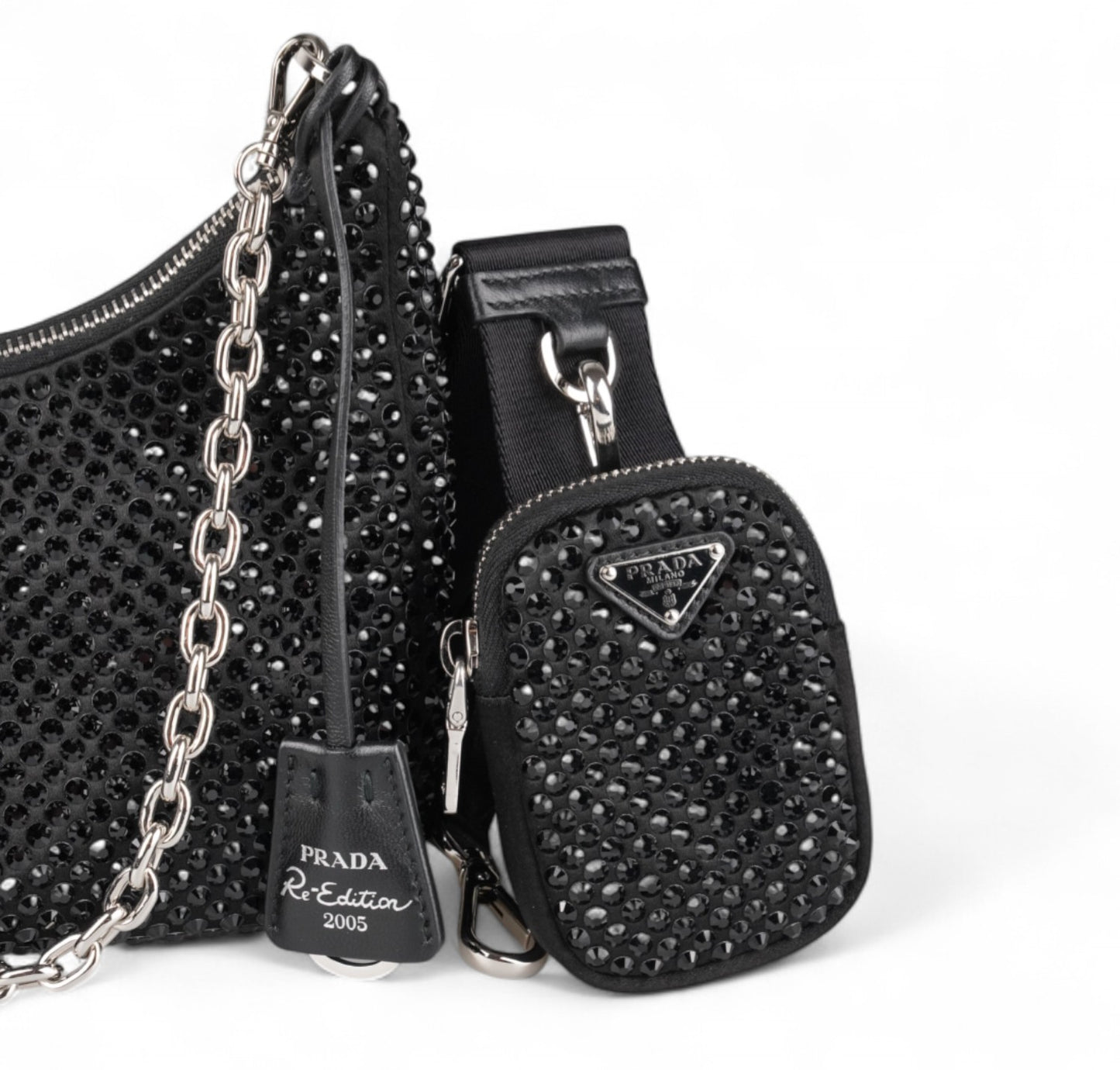 Mini Borsa Re-Edition 2005 In Raso Con Cristalli