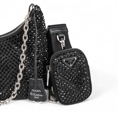 Mini Borsa Re-Edition 2005 In Raso Con Cristalli