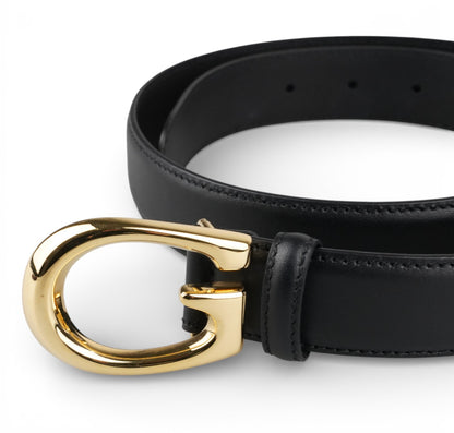 Black Leather Belt with G 105 Buckle